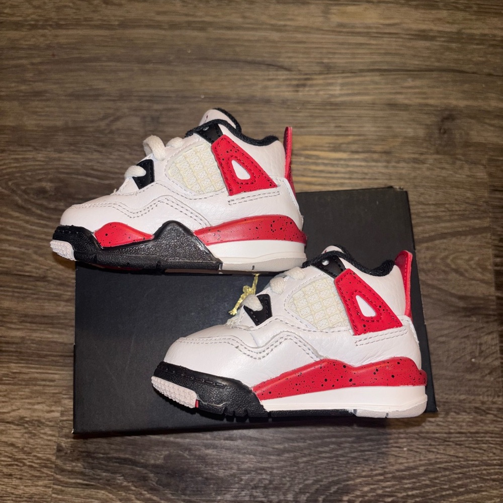 Jordan Kids White and Red Sneakers